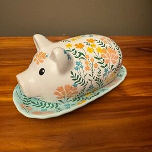 2 apiece Floral Butter Dish